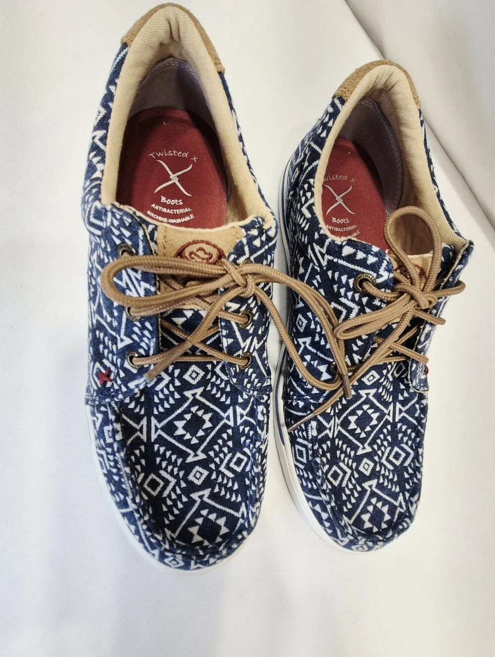 Twisted X Men's 9 Southwestern HOOey Loper Sneakers Moc Toe WHYC006 Blue White